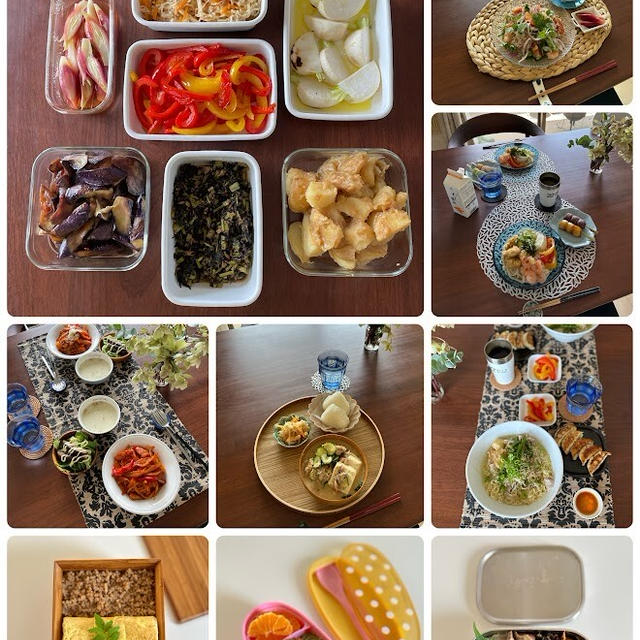 先週1週間のつくりおきおかずと、それを使って作る昼ごはん、晩ごはん、お弁当、西宮でおすすめの和食のお店などなど