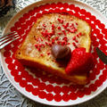 トーストアート♡バレンタイン/赤い皿・デザートフォークなど