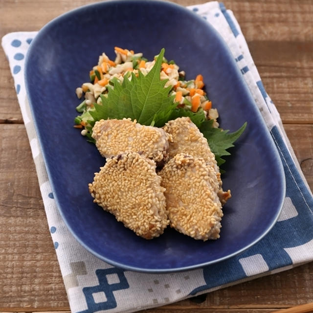 【糖尿病食連載：かつおの胡麻焼き梅野菜ソース添え】
