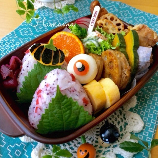 目玉のおやじで「和」ハロウィン風なお弁当♡