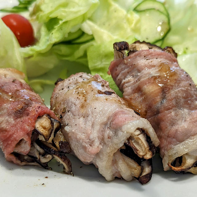 椎茸豚肉巻きソテー