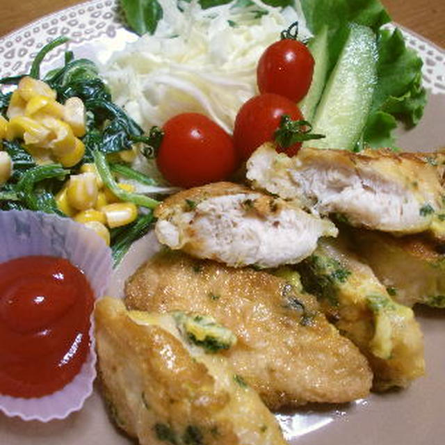鶏ささみのクレイジーピカタ♪