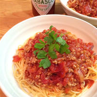 【タバスコでイタリアン担々麺☆HOTミートソースパスタ】