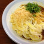 今朝の麺は「カレー釜玉うどん」