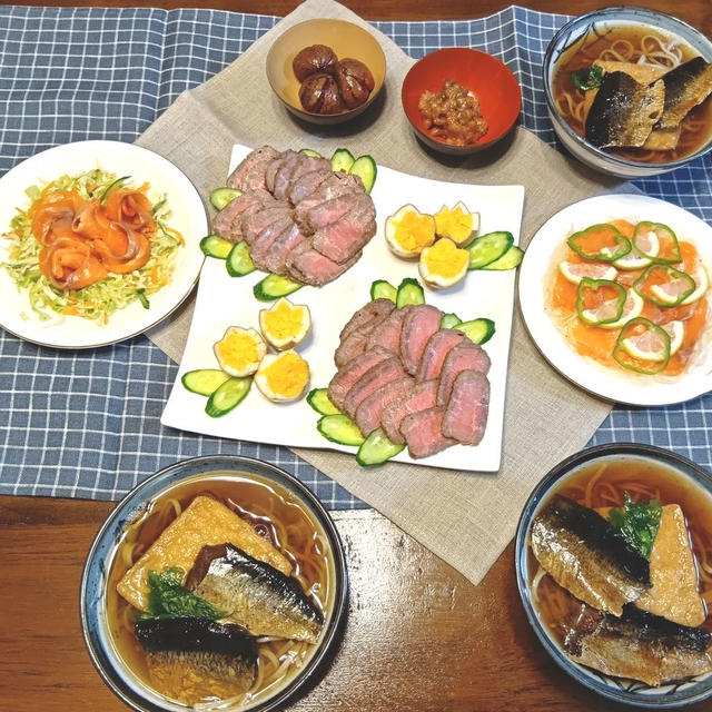 年越しそばと食べ納めの食卓「サーモンマリネ」「ローストビーフ」で乾杯♪