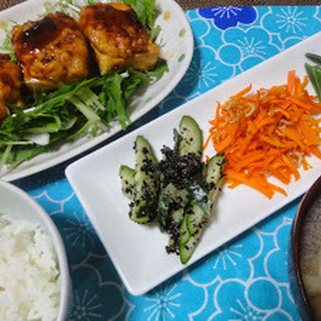 【辛さはお好みで】豆腐とささみの甘辛焼き〜水菜もたっぷり。