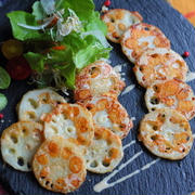 れんこんのチーズ焼き～ポン酢マヨネーズがけ