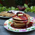 Whole Wheat Flour Pancakes with Mix Berry Sauce 全粒粉のパンケーキミックスベリーソース添え