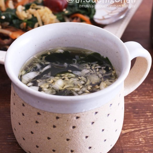 【レシピ】お湯を注ぐだけ＊簡単わかめスープ♡#わかめスープ #スープ #即席 #自炊 #ランチ
