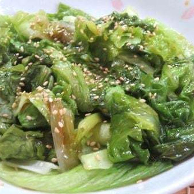 茹でてかけるだけ♪　リーフレタスの中華風おひたし