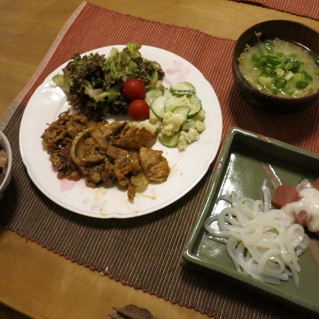 豚の生姜焼など和の晩ご飯　と　思い出の「相楽園」♪