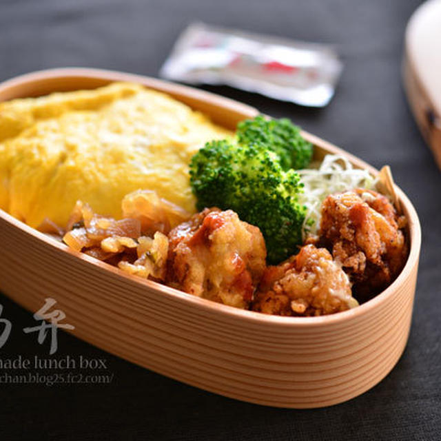 「玉ねぎスープで作るオムライス弁当」