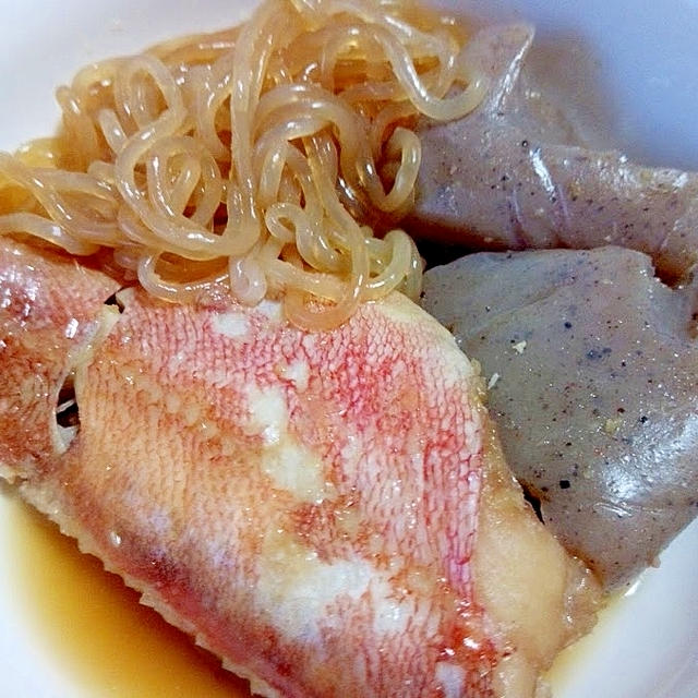 赤魚とこんにゃくと白滝の煮付け【レシピ】