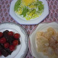 本日の夕食「牛肉とミニトマトの黒こしょう炒め」「ほたてとグレープフルーツのカクテル」 by SUMIKKAさん