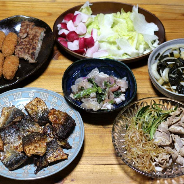 長崎県五島産サバの竜田揚げ、豚の冷しゃぶほか。