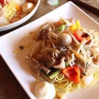 ＜あつあつ簡単オイマヨからしあんかけ焼きそば＞