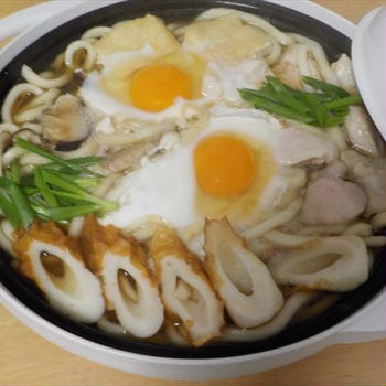 レンジメート600W６分＋２分でなべ焼きうどん完成！