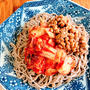 納豆キムチ蕎麦