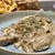 鶏肉のフリカッセ　サフランライス添え