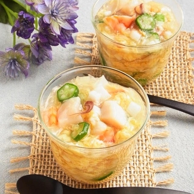  「夏のおもてなしメニューコンテスト」で、グランプリ♪ ～ 魚介と夏野菜の白だし寒天寄せ