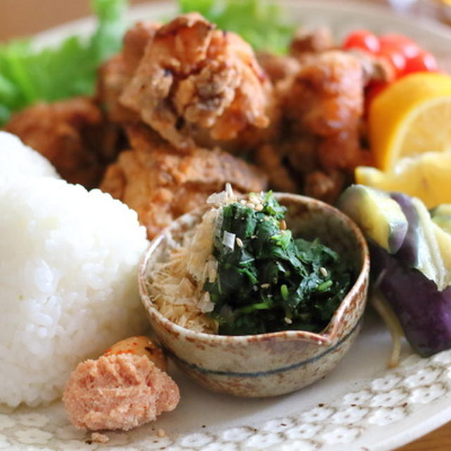 【ご飯日記】栽培したモロヘイヤをおかか醤油和えに〜ワンプレートご飯