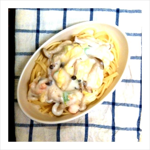 きのことたらこのミルククリームパスタ　***