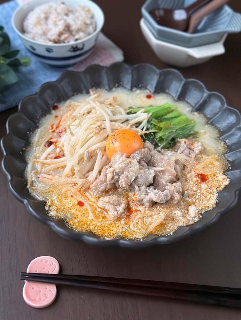 家で手軽に☆心温まる豚こまと野菜たっぷり担々春雨