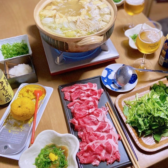 柚子が神っていた♡豚しゃぶ鍋で週末ごはん＊役員決めのあみだくじ
