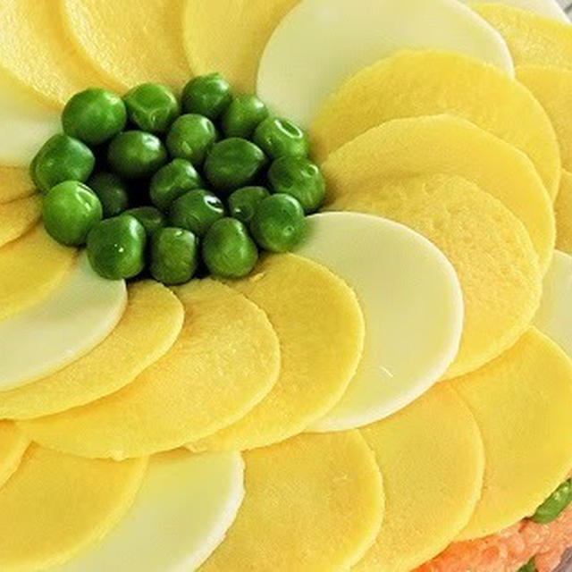 レシピ 父の日や夏休みのパーティーに 簡単ひまわりのオムライスケーキ By Bibiすみれさん レシピブログ 料理ブログのレシピ満載