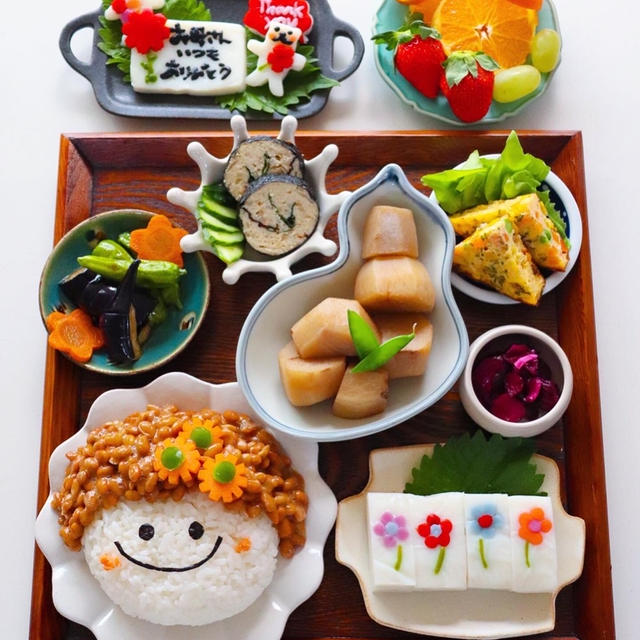 おばちゃんヘアの納豆ごはん（母の日バージョン）