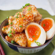 【レシピ】とろーり半熟煮卵の甘辛チキン丼