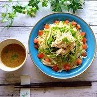 今年初めての素麺♪ニンニク香る！鶏ささみのニンニクゴマダレ素麺