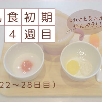 #4【離乳食初期】マネするだけでＯＫ！【4週目の献立表＆レシピ】