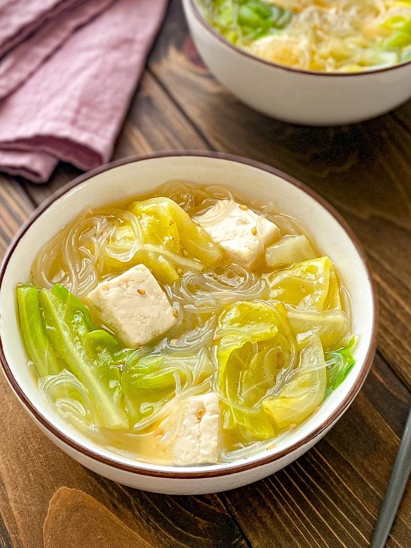 中華風♪キャベツと春雨の豆腐スープ