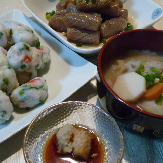 タラのすり身茹でと豚汁の献立＆今更ながらの節分の日の献立　夕ご飯