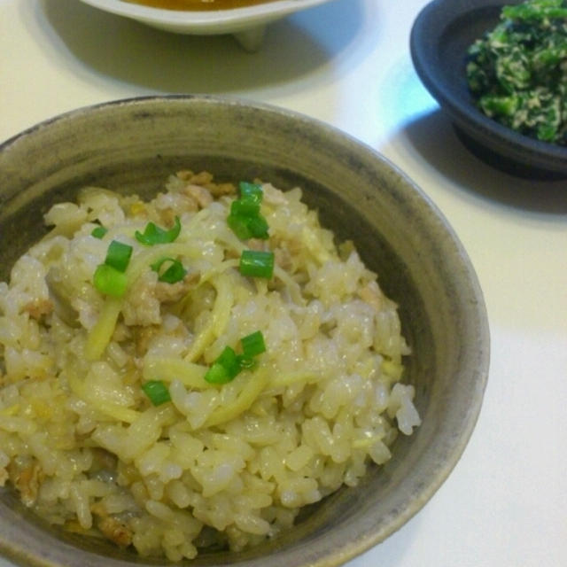 生姜と豚肉の炊き込みご飯