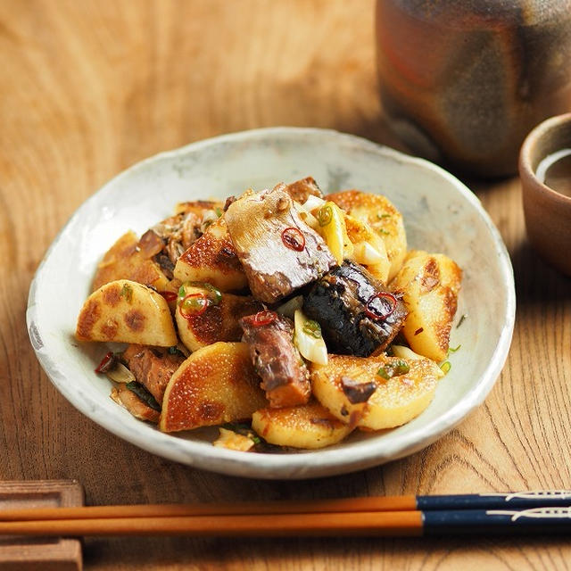 サバ缶と長芋の照り焼き