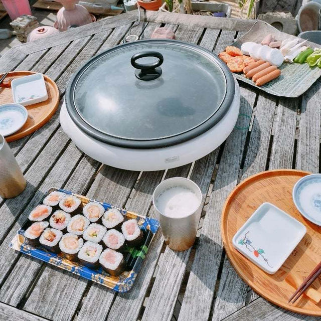 バルコニーで山安の干物焼大会(笑)！
