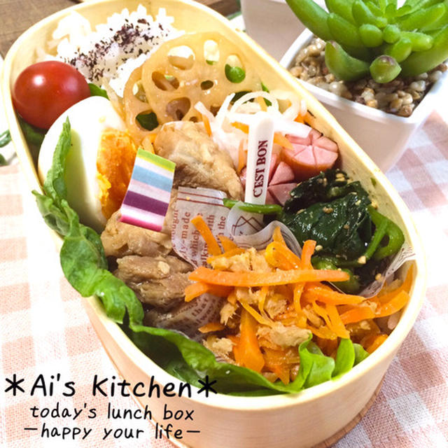 常備菜大活躍♡朝は詰めるだけのホロホロ煮でらくらく弁当♡