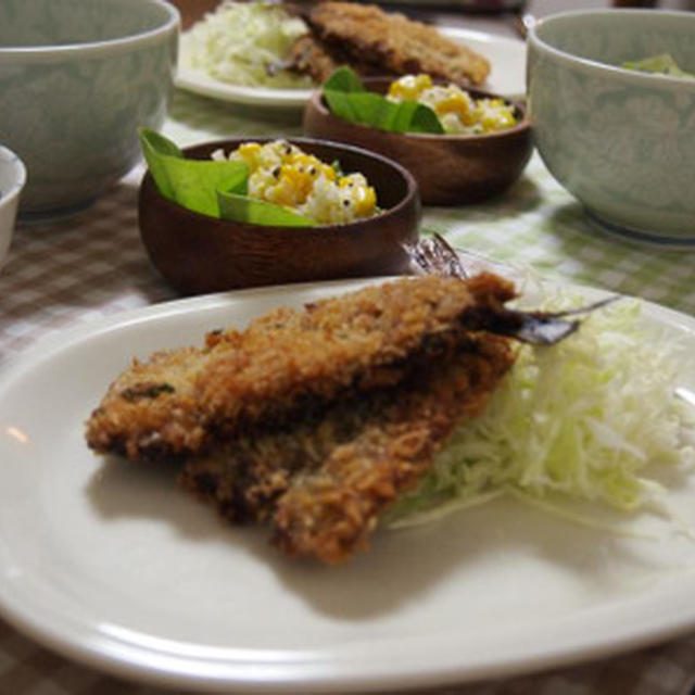 イワシのソースフライと白菜のコールスローサラダと春雨スープ