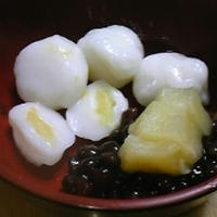 白玉パイン柚子風味、小豆添え