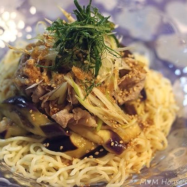 豚しゃぶと茄子の香味醤油　冷麺♪