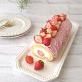 苺と桜餡のモンブランロールケーキ〈23cmのロールケーキ天板使用〉