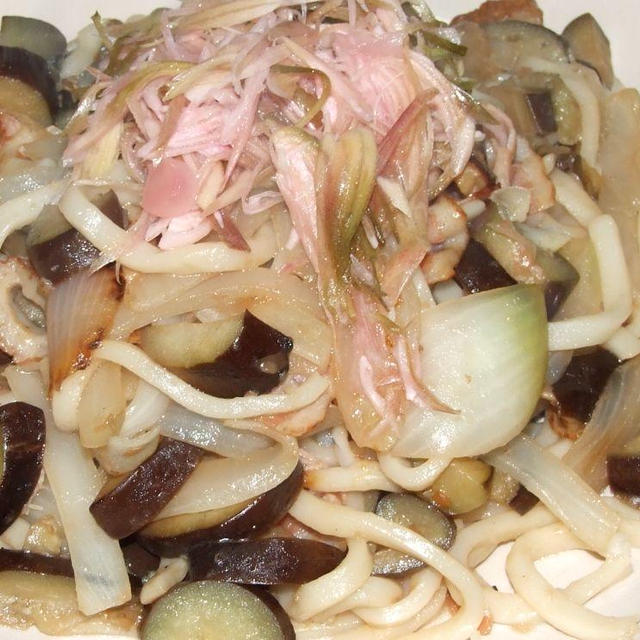 梅味焼きうどん＆蓮根のはさみ揚げ
