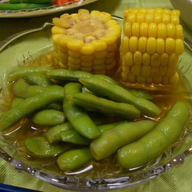 とうもろこしと枝豆の煮びたし♪
