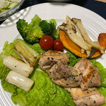 鶏肉と白葱のソテー(^^)ウォーキングにピッタリの気候