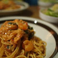 お手軽なエビのトマトクリームパスタ