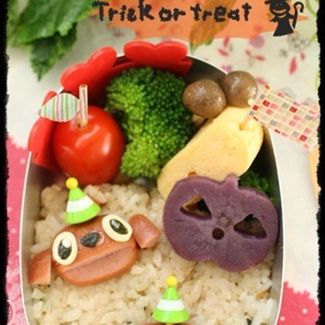 【ハロウィンコラボ弁＆作り方】プチフランクdeおばけスティッチ♪