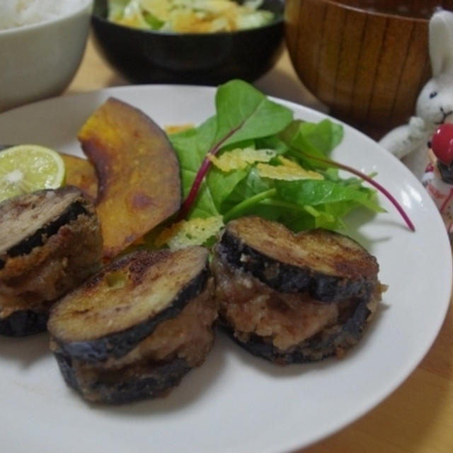 挽き肉と茄子の挟み焼き☆