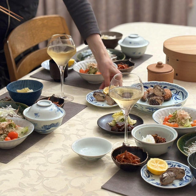 「椎茸のえびすり身詰め揚げ」のある食卓♪